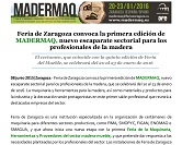 Feria de Zaragoza convoca la primera edicion de MADERMAQ, nuevo escaparate sectorial para los profesionales de la madera.